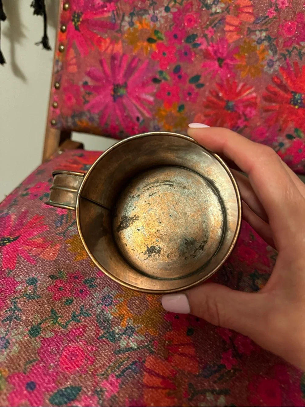 Polished Copper Cup with Handle - Shiny Warm Copper Finish
